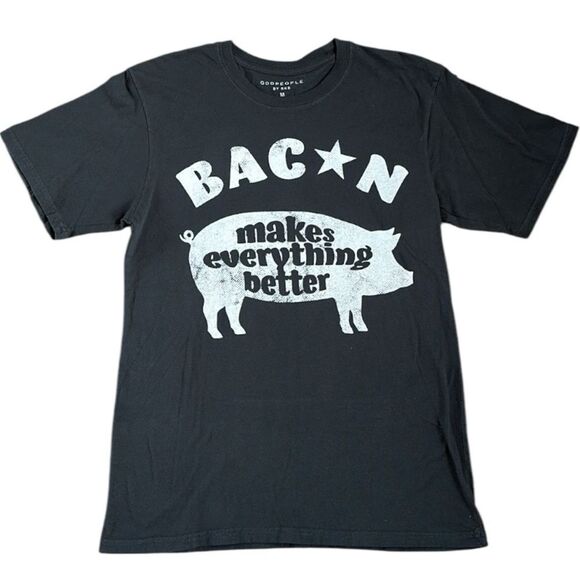 NWOT Recycled Karma ODDPEOPLE Bacon Makes Everything Better Relaxed Tee Black M - Picture 13 of 14